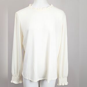 Adrianna Papell Cream Blouse with Ruffle Details